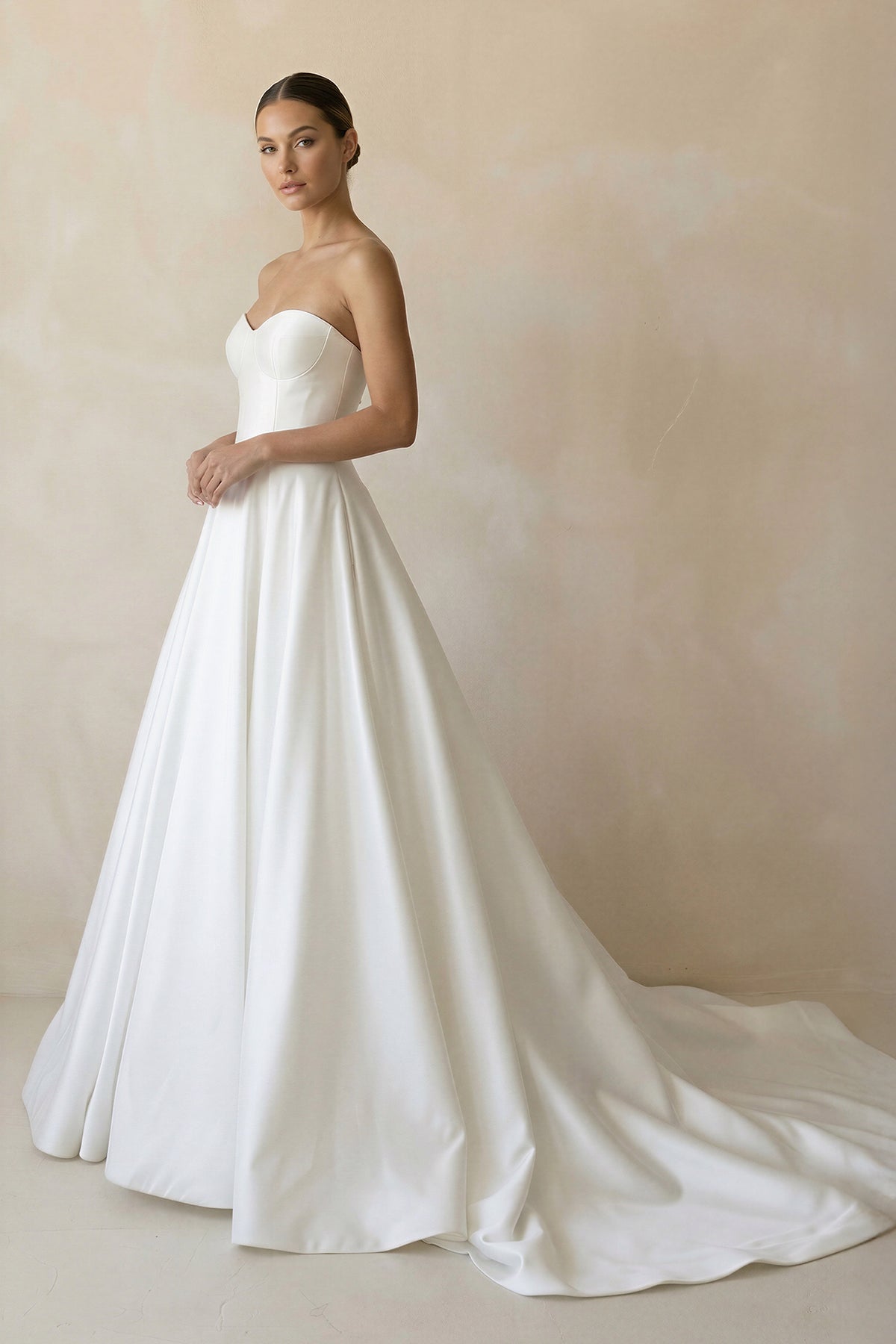 Ball Gown Sweetheart Satin Wedding Dresses, Diamond White / 14 Ball Gown Sweetheart Satin Wedding Dresses, Diamond White / 14
