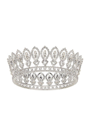 Baroque Silver Sparkly Crystal Crown - KissProm