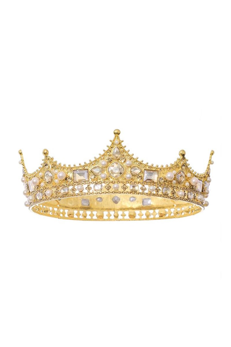Baroque Vintage Crystal Pearl Crown - KissProm