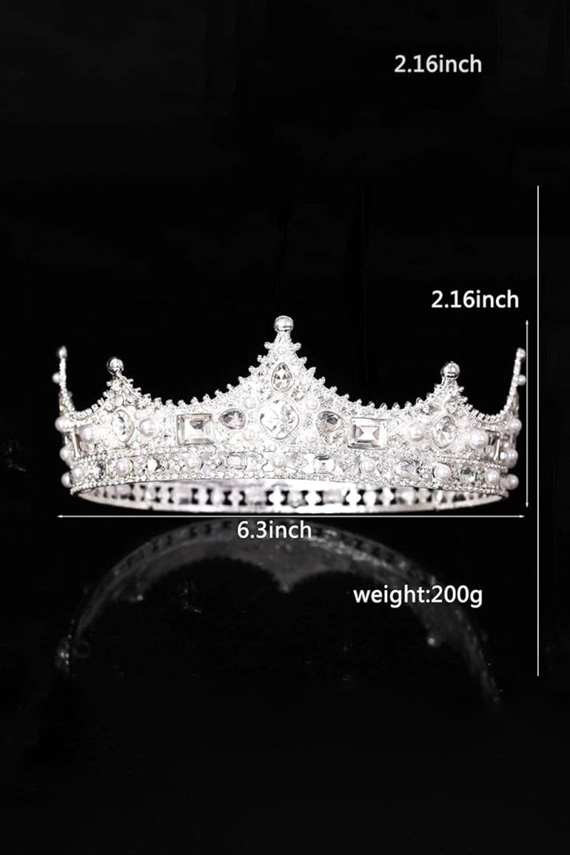 Baroque Vintage Crystal Pearl Crown - KissProm