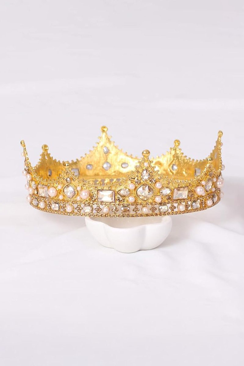 Baroque Vintage Crystal Pearl Crown - KissProm