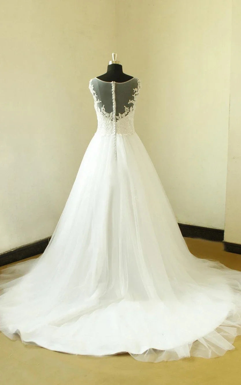 princess polly baby blue dress Romantic Embroidered A-Line Wedding Dress with Cap Sleeve main image 0