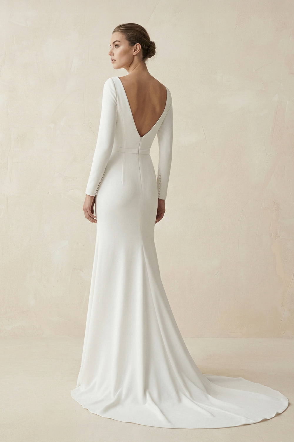 Mermaid Scoop Neck V Back Satin Wedding Dress – Wedding Dresses by KissProm | Available at KissProm