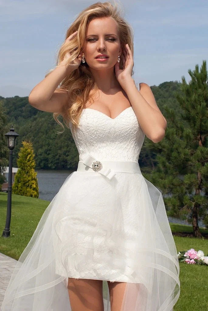 lace beach wedding dress June Bridals Boho Lace Open Back Flowy Chiffon Summer Wedding Dress Beach