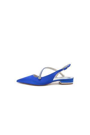 Beaded Pointed Toe Buckle Kitten Heels - KissProm