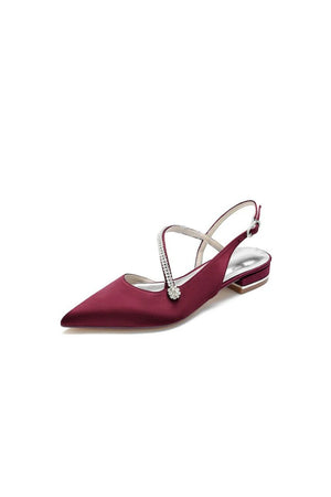 Beaded Pointed Toe Buckle Kitten Heels - KissProm