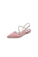 Beaded Pointed Toe Buckle Kitten Heels - KissProm