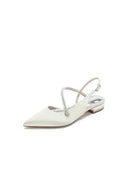 Beaded Pointed Toe Buckle Kitten Heels - KissProm