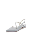 Beaded Pointed Toe Buckle Kitten Heels - KissProm