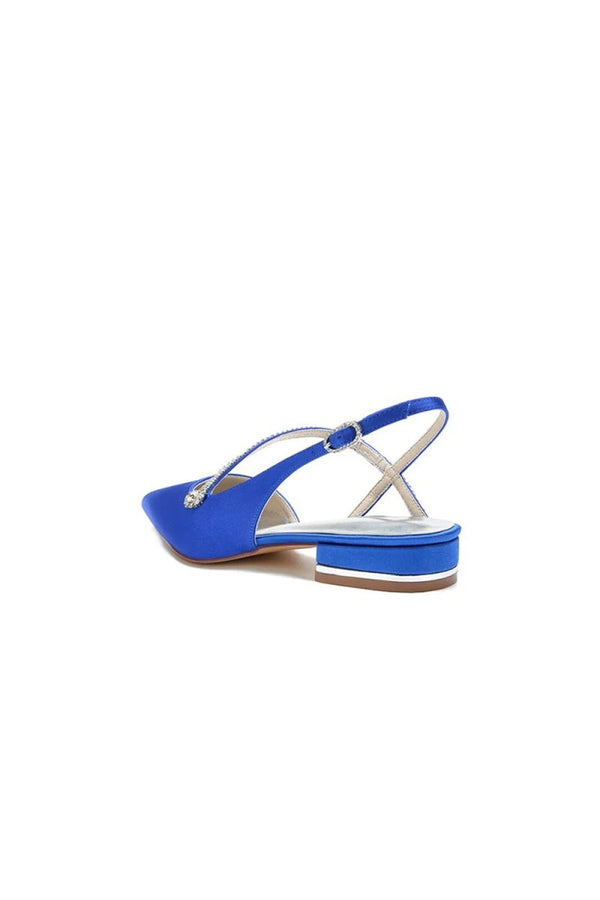 Beaded Pointed Toe Buckle Kitten Heels - KissProm