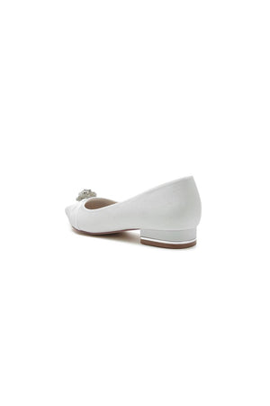 Beaded Pointed Toe Slip - On Wedding Shoes With Rhinestone - KissProm