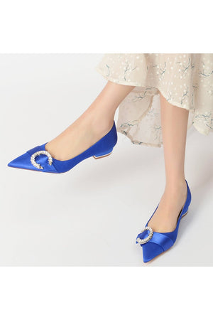 Beading Pointed Toe Kitten Heels - KissProm