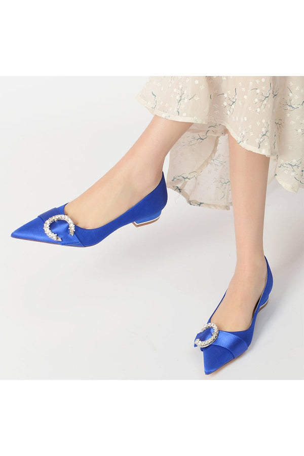 Beading Pointed Toe Kitten Heels - KissProm