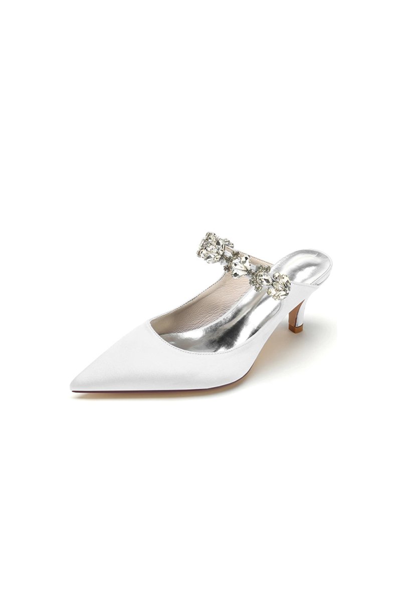 Beading Pointed Toe Rhinestone High Heels - KissProm