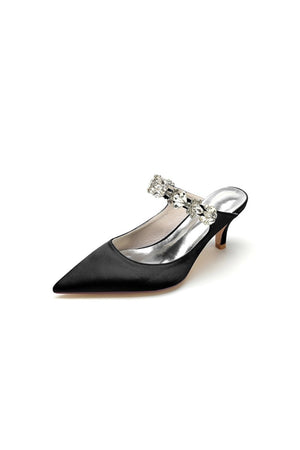 Beading Pointed Toe Rhinestone High Heels - KissProm