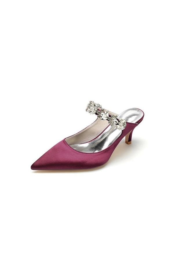 Beading Pointed Toe Rhinestone High Heels - KissProm