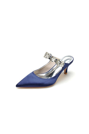 Beading Pointed Toe Rhinestone High Heels - KissProm