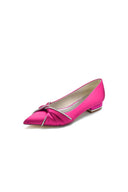 Beading Pointed Toe Satin Kitten Heels - KissProm