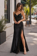 Beatrice | Sheath Black Long Appliques Prom Dress