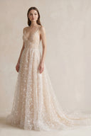 Beautiful A Line Spaghetti Straps Light Champagne Wedding Dress - KissProm