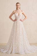 Beautiful A Line Spaghetti Straps Light Champagne Wedding Dress - KissProm