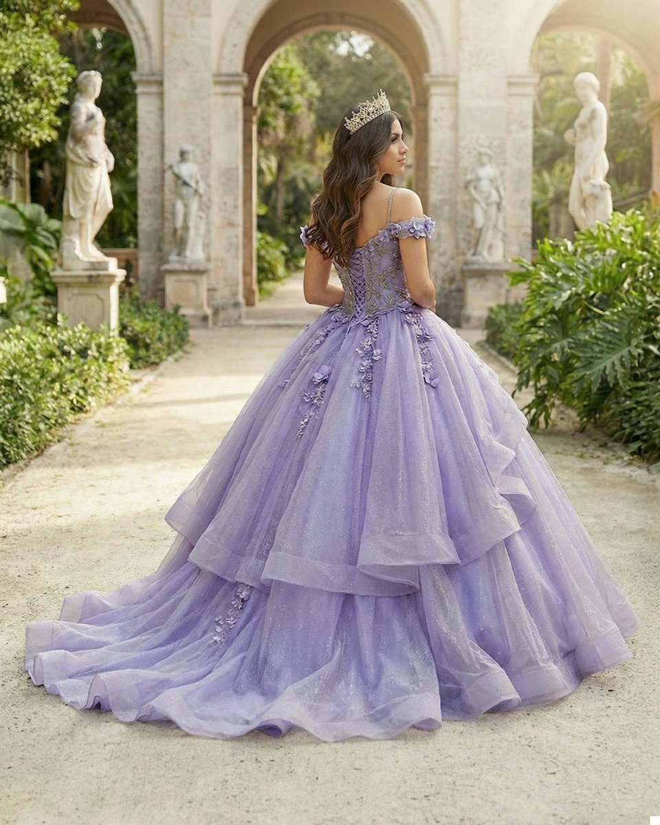 A Line Organza Off-the-Shoulder Lavender Quinceanera Dress A Line Organza Off-the-Shoulder Lavender Quinceanera Dress