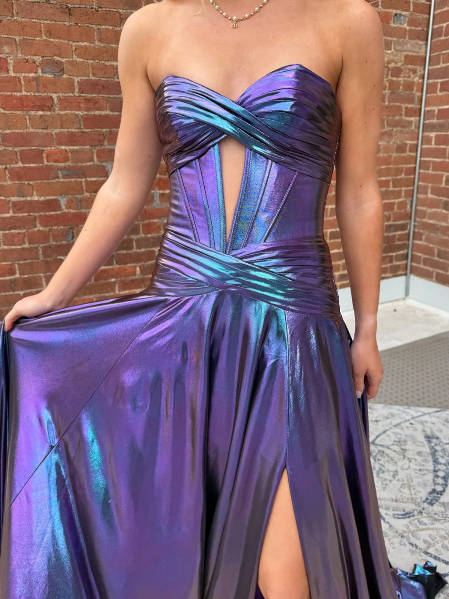 Bencelina | Mermaid Sweetheart Green Metallic Long Prom Dress with Sli Bencelina | Mermaid Sweetheart Green Metallic Long Prom Dress with Sli
