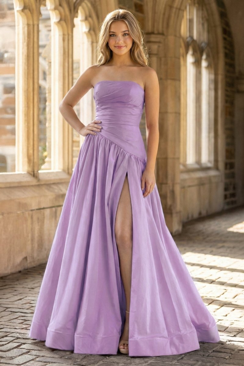 Fuchsia Strapless Taffeta A-line Long Formal Dress Fuchsia / 16 Fuchsia Strapless Taffeta A-line Long Formal Dress Fuchsia / 16