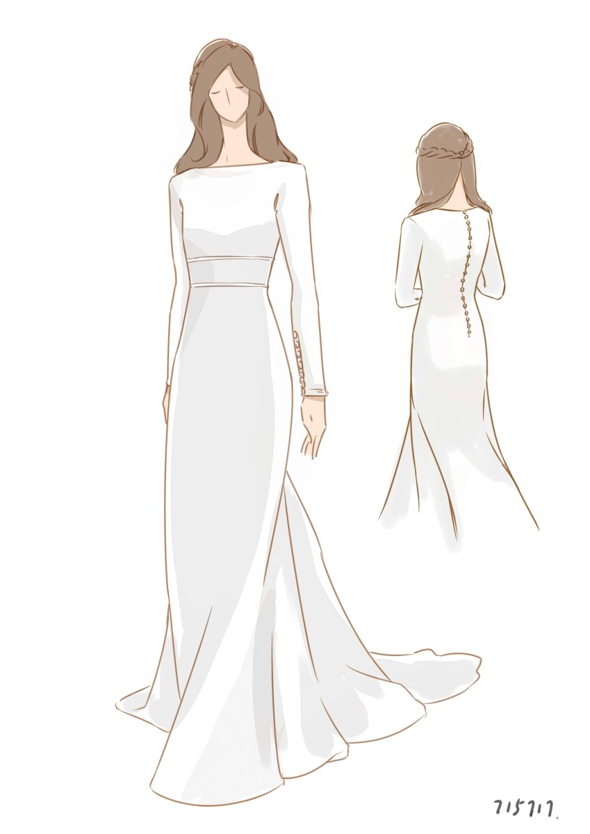 knee length dresses for ladies Modest Long Sleeve Satin Wedding Dress With Sweep Train