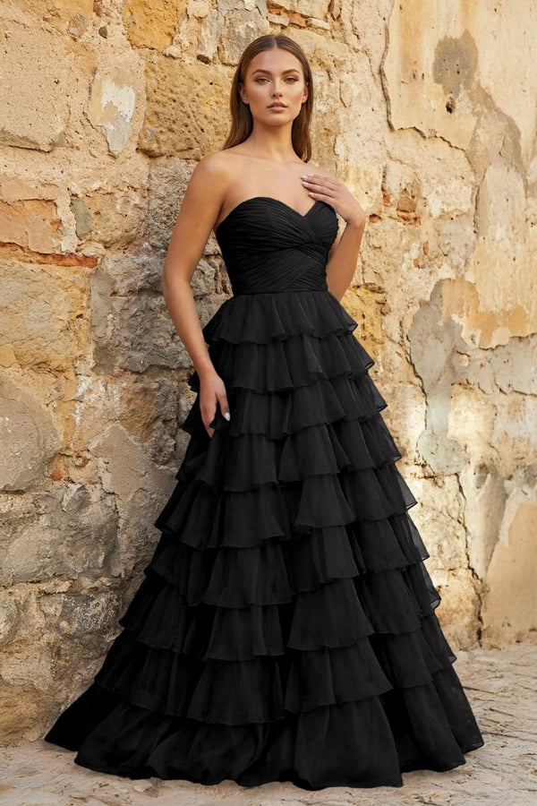 Sweetheart Blue Chiffon Tiered A-line Prom Dresses Sweetheart Blue Chiffon Tiered A-line Prom Dresses