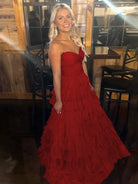 Bindi | Sweetheart Blue Chiffon Tiered A-line Prom Dresses