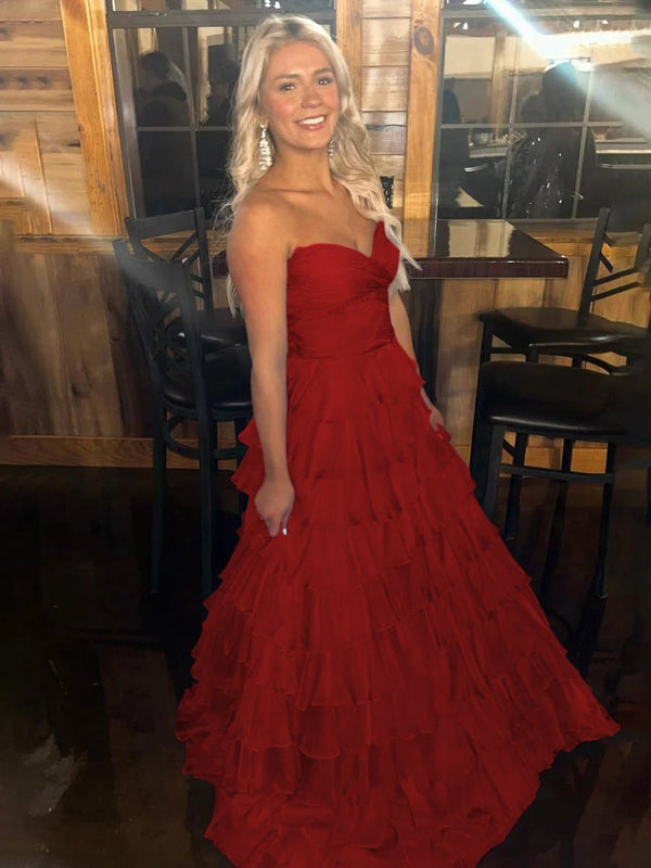 Bindi | Sweetheart Blue Chiffon Tiered A-line Prom Dresses