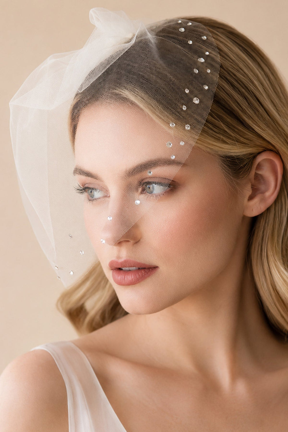 Birdcage Veils Vintage - Inspired with Tiny Crystals in Ivory - KissProm Wedding Veils