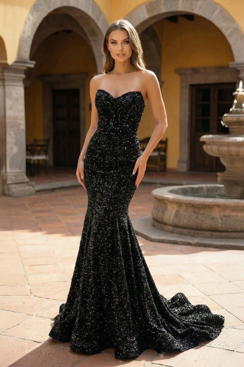 dorothea formal sequin mermaid dress Strapless Beaded Long Mermaid Prom Dress CD0214 main image 0