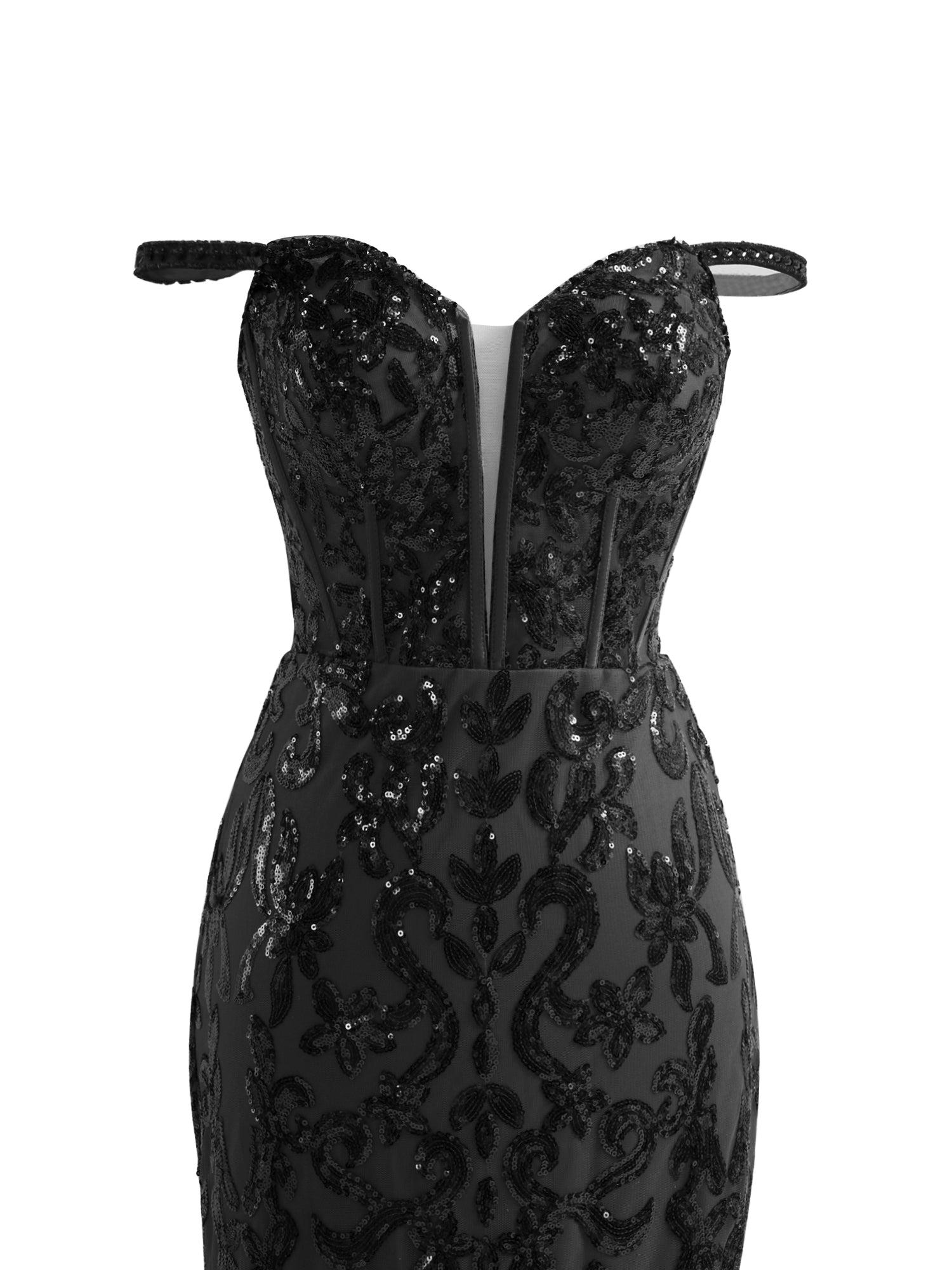 Erryn | Black Sheath Sequins Long Prom Dress with Slit