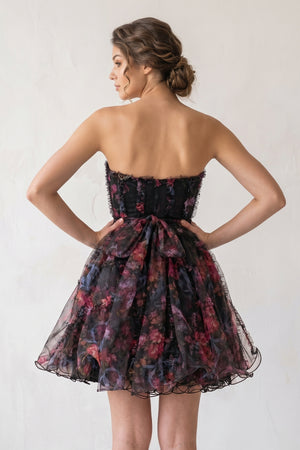 A Line Sweetheart Floral Homecoming Dress - KissProm