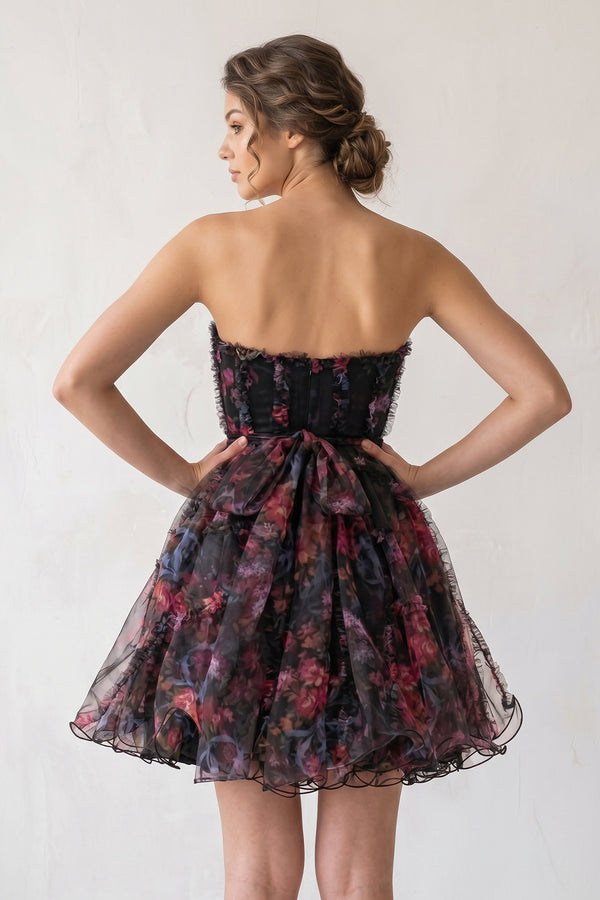 A Line Sweetheart Floral Homecoming Dress - KissProm
