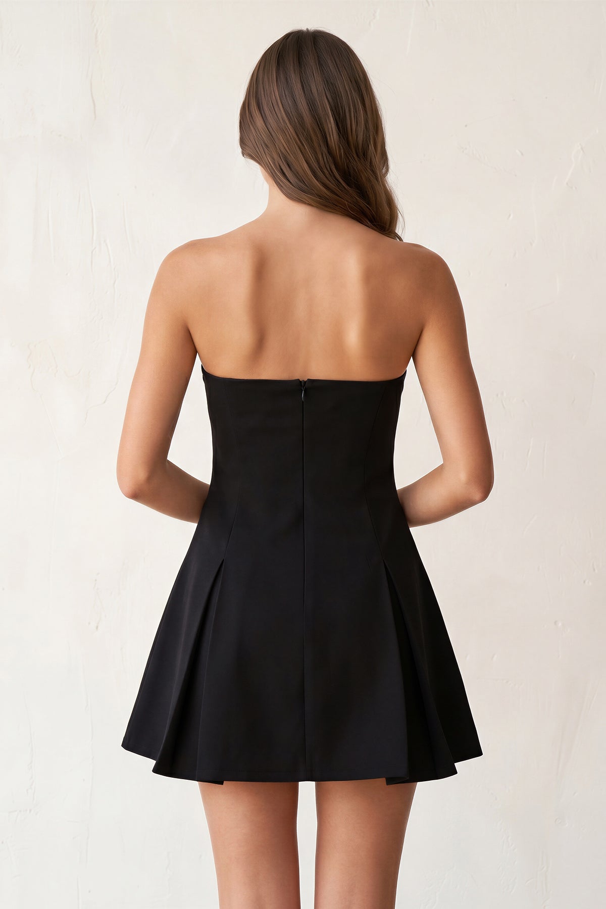 KissProm Royal Blue A Line Strapless Satin Short Homecoming Dresses, Black / 6