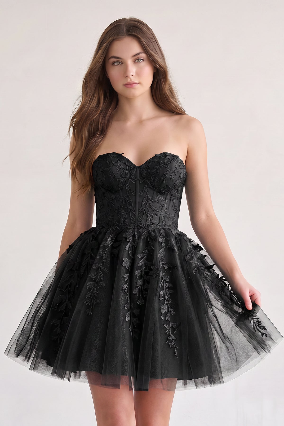 Yasmin A-line Red Sweetheart Appliques Lace Homecoming Dress