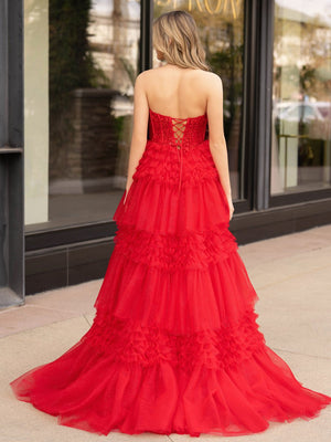 Adelyn |A-Line Sweetheart Tiered Long Tulle Prom Dress