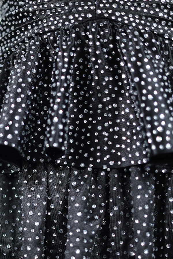 Black A Line Sweetheart Satin Cut Out Ruffled Homecoming Dresses with Beads (4) | KISSPROM