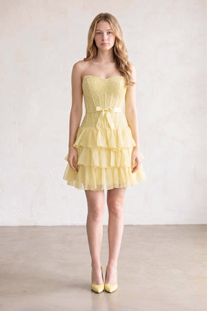 Black Beaded Corset Strapless Ruffled A-Line Homecoming Dress – Homecoming Dress by KissProm | Available at KissProm