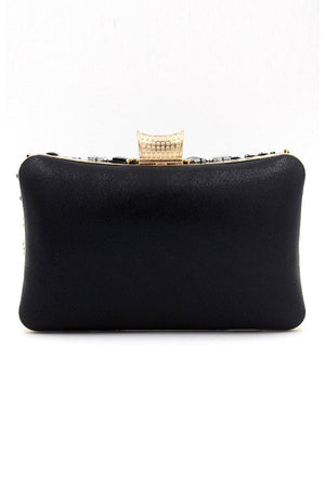 Black Beaded Shoulder Chain Evening Clutch - KissProm