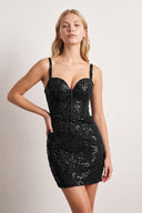 Black Bodycon Off The Shoulder Sequins Mini Homecoming Dresses With Appliques | KISSPROM