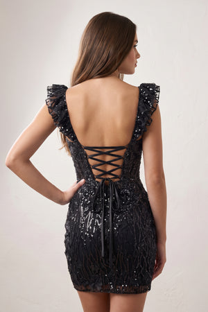 Black Bodycon Off The Shoulder Sequins Short Homecoming Dresses (2) | KISSPROM