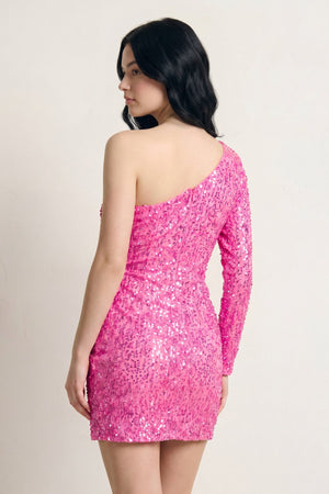 Black Bodycon One-Shoulder Sequins Mini Party Dresses - KissDress