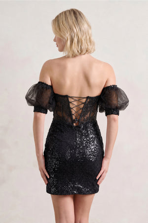 Bodycon Sparkly Sequin Strapless Short Homecoming Dress with Split - Kissprom