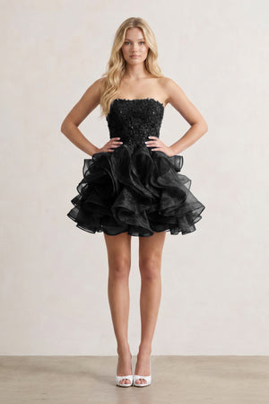 A-line Lace Appliques Organza Short Homecoming Dress - KissProm