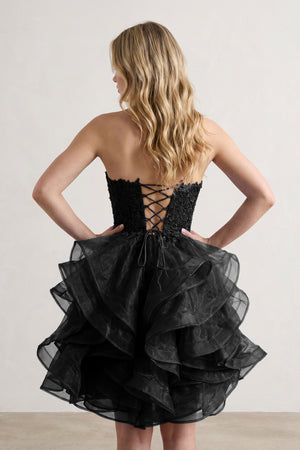 A-line Lace Appliques Organza Short Homecoming Dress - KissProm