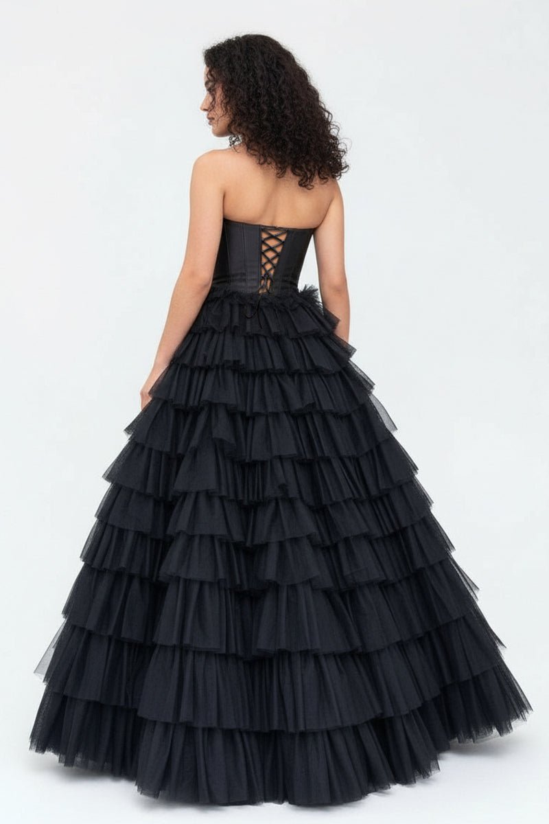 Harmony | A - Line Sweetheart Tiered Tulle Prom Dress with Slit - KissProm